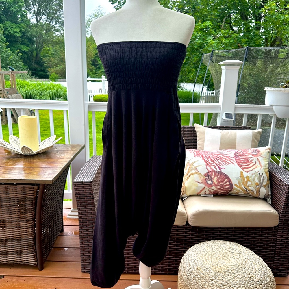 Vintage Free People Black Strapless Harem Style Jumpsuit